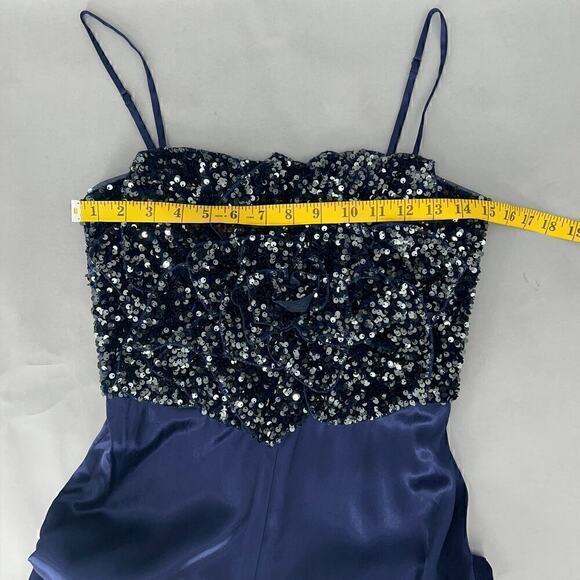 Badgley Mischka Navy Sequin Jumpsuit Womens 6 Formal Gala Evening - Picture 6 of 10